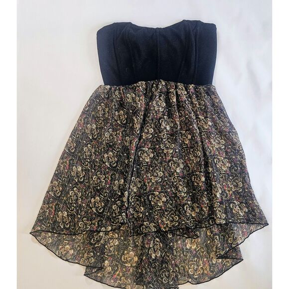 Y2K VTG Free People Sz M Festival Tube Top Black Floral Sheer Summer Whimseygoth - Picture 5 of 6